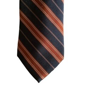 Jos.A.Bank Mens TALL 100% Silk Black and Brown Striped Necktie